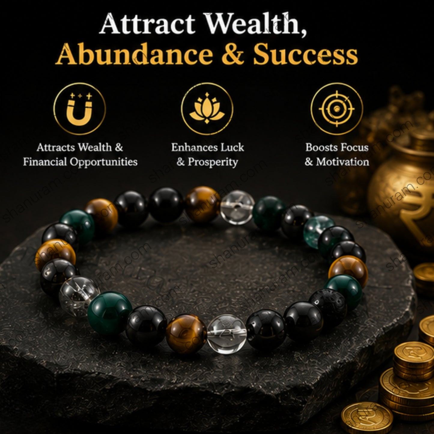 Money Magnet Bracelet for Wealth, Prosperity & Success | Natural Gemstone Crystal Bracelet