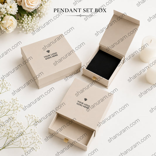 Premium Pendant Set Box | Slider, Magnetic Flap & Top Bottom Hard Cardboard Jewellery Gift Box with Custom Logo Printing