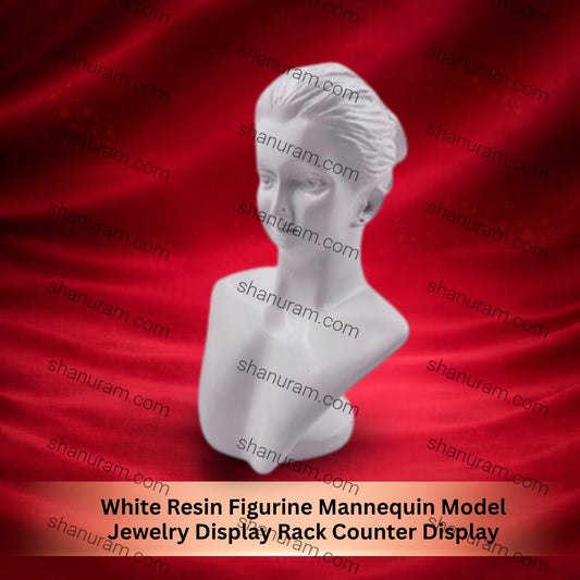White Resin Figurine Mannequin Model Jewelry Display Rack Counter Display (White), 8"