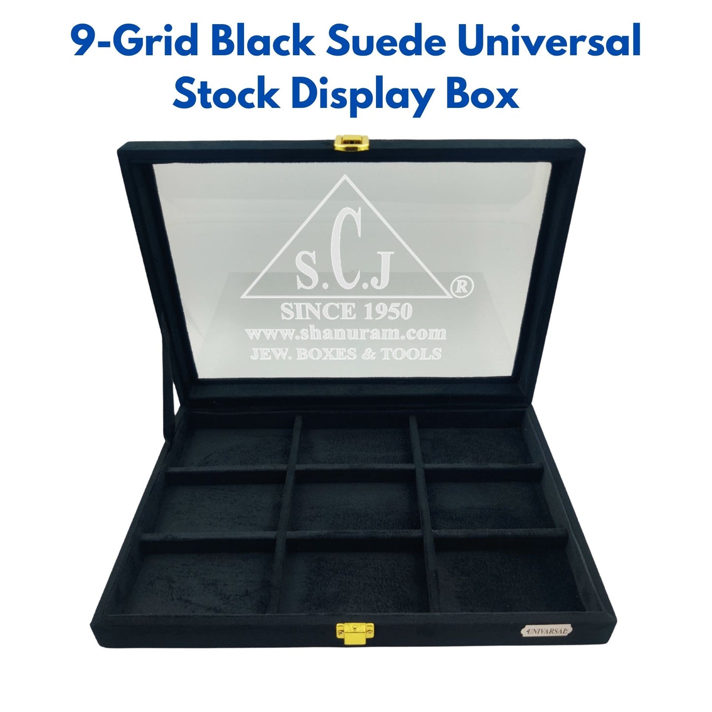 9-Grid Black Suede Universal Stock Display Box | Universal Storage Display Box | Universal Stock Display Box