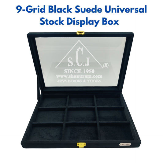 9-Grid Black Suede Universal Stock Display Box | Universal Storage Display Box | Universal Stock Display Box