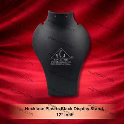Necklace Plastic Black Display Stand, 12" inch