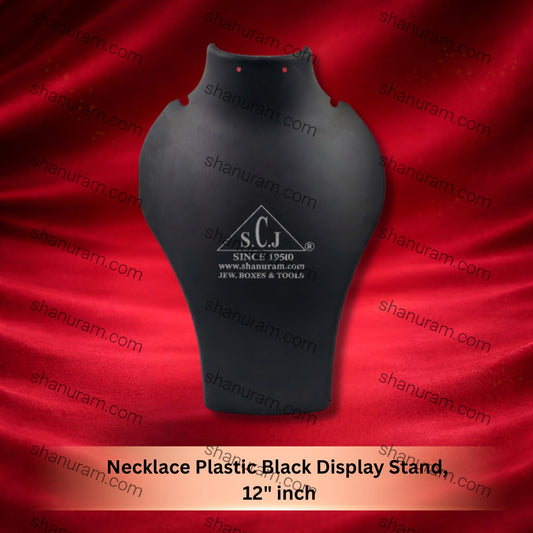 Necklace Plastic Black Display Stand, 12" inch
