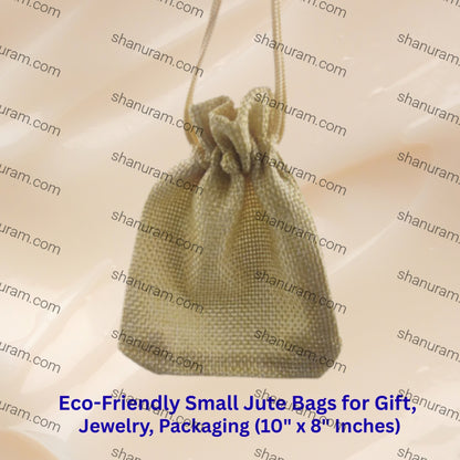 SCJ Jute Pouch – Eco-Friendly Small Jute Bags for Gift, Jewelry, Packaging (10" x 8" Centimeter, 50 pcs)