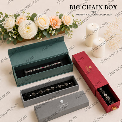 Premium Chain Box Collection | Magnetic Flap, Slider & Top Bottom Hard Cardboard Jewellery Chain Box with Custom Logo Printing for Necklace, Bracelet & Chain Packaging