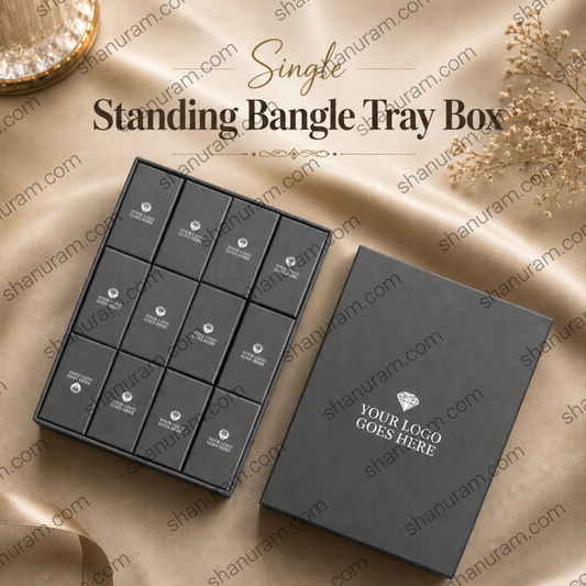 Single Standing Bangle Tray Box | 12 Slot Hard Cardboard Jewelry Storage & Display Tray | Custom Logo Packaging