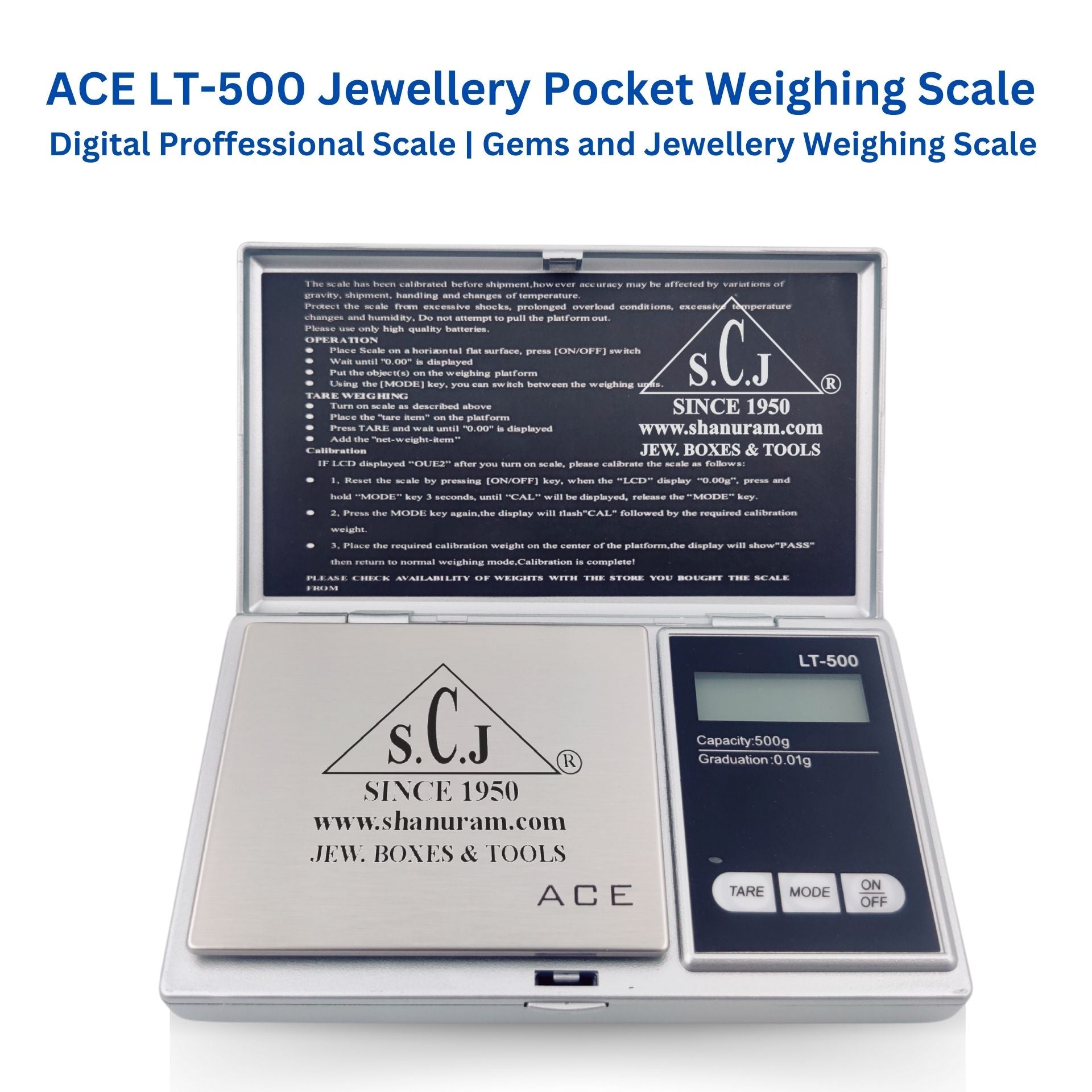 ACE LT-500 Digital Pocket Scale – Front View
