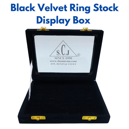 Black Velvet Ring Stock Display Box | Ring Stock Box | Ring Jewelry Storage Box