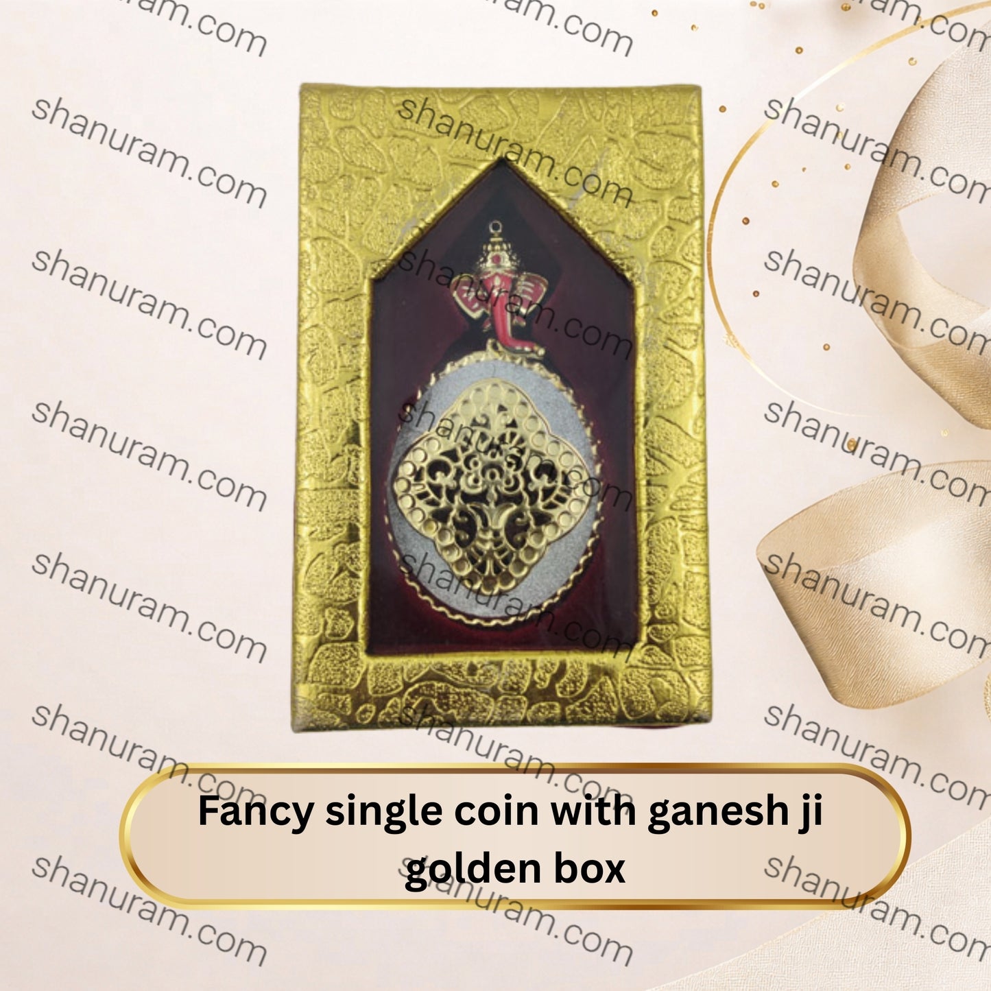 Fancy single coin with ganesh ji golden box
