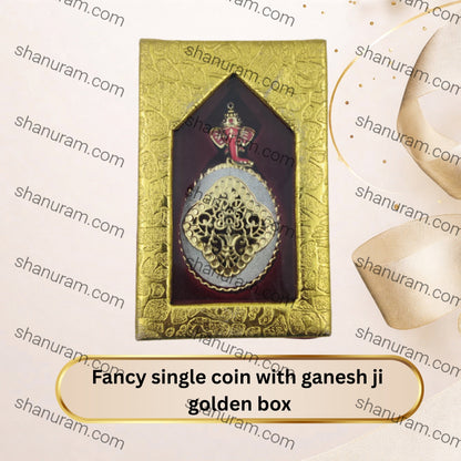 Fancy single coin with ganesh ji golden box