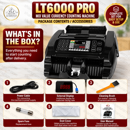 SCJ LT6000 Pro Mix Value Currency Counting Machine with Fake Note Detection | 3.5" TFT Display