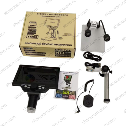B1200 Digital Microscope 1–1200X with 7-Inch HD Display & Metal Stand