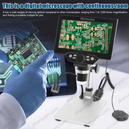 B1200 Digital Microscope 1–1200X with 7-Inch HD Display & Metal Stand