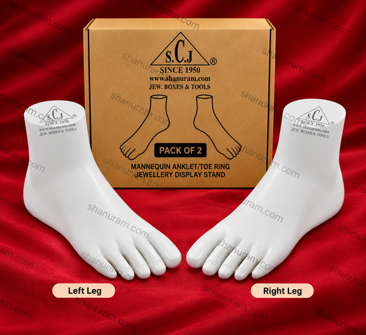SCJ Mannequin Foot Jewellery Display Stand for Anklet, Payal & Toe Ring – White Without Heel | Pack of 2