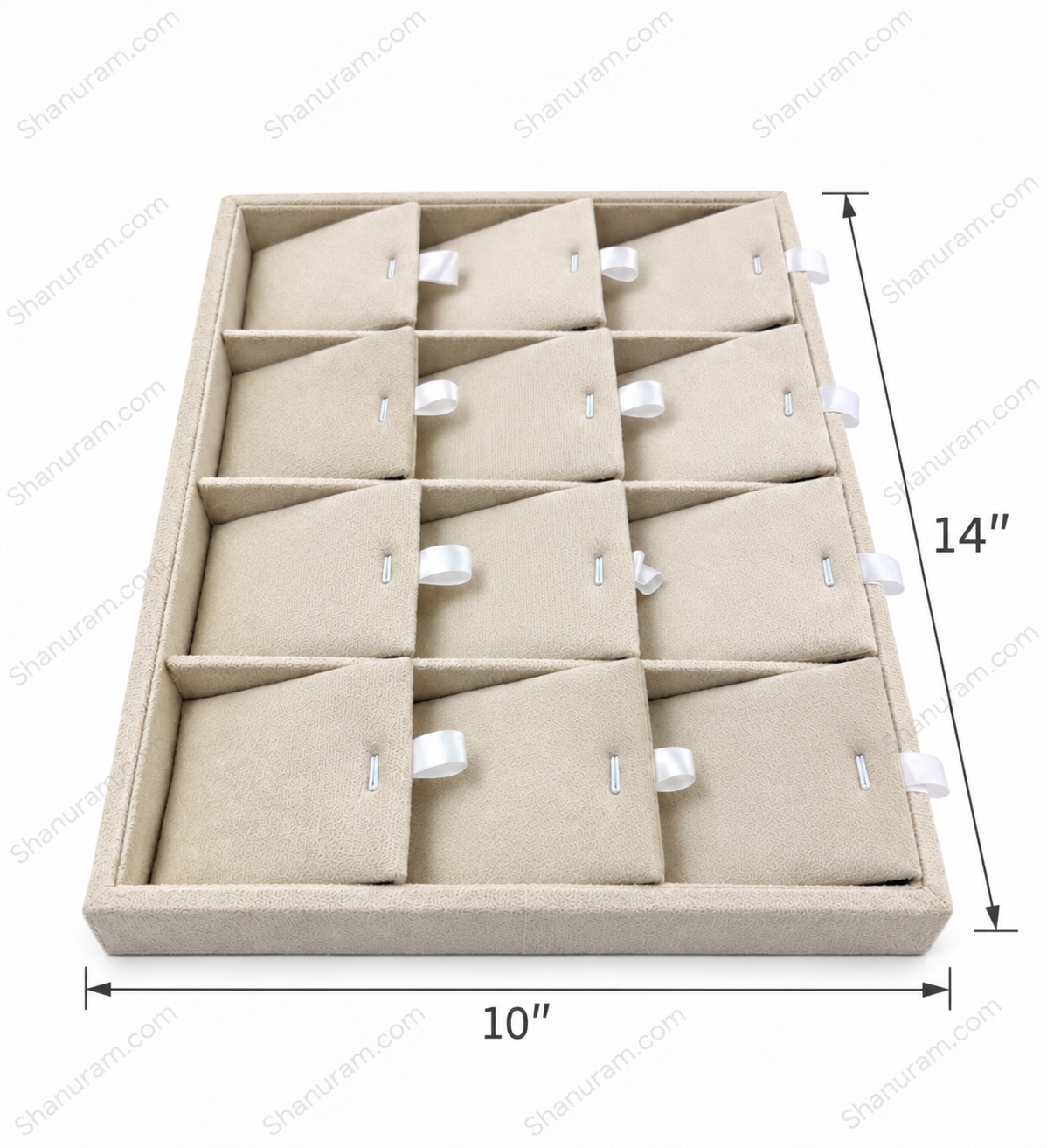 SCJ Suede Pendant Display Tray – 12 Slot Jewellery Pendant Organizer Tray | 14 x 10 Inch