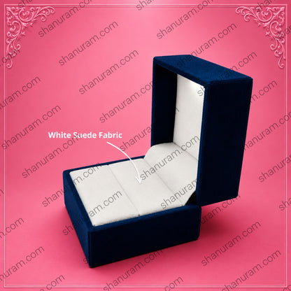 Premium Blue Velvet Ring Box with LED Light | Cuthley Texture Jewelry Gift Box | 3 x 3 x 2 Inch