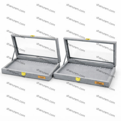 Pack of 2 – Grey Suede Chain Display Boxes | Chain Stock Display Box