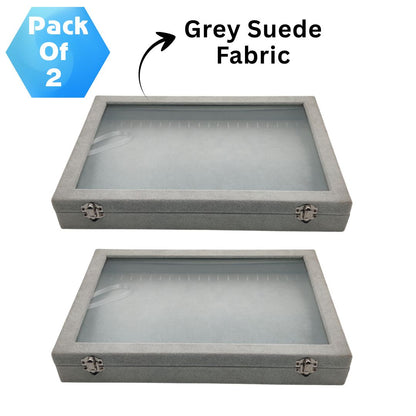 Pack of 2 – Grey Suede Chain Display Boxes | Chain Stock Display Box