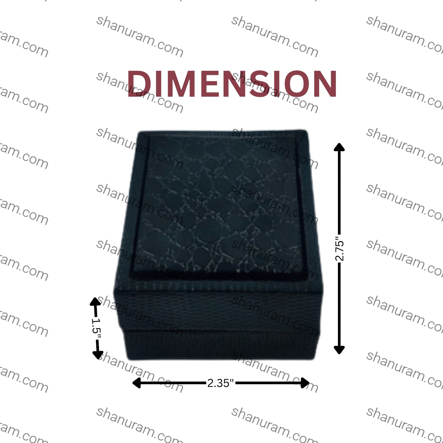 Black rectangular product with dimensions labeled on a white background