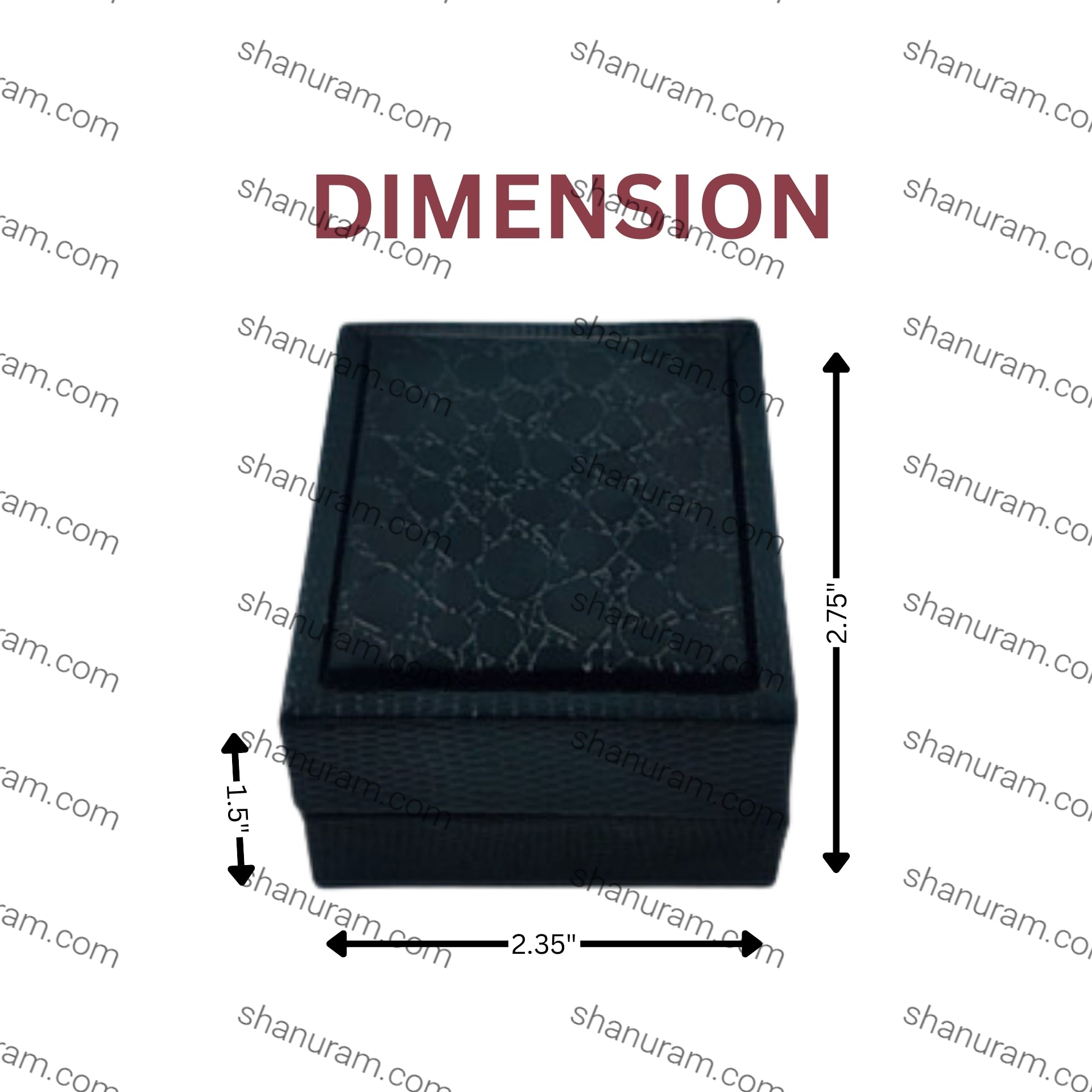 Black rectangular product with dimensions labeled on a white background