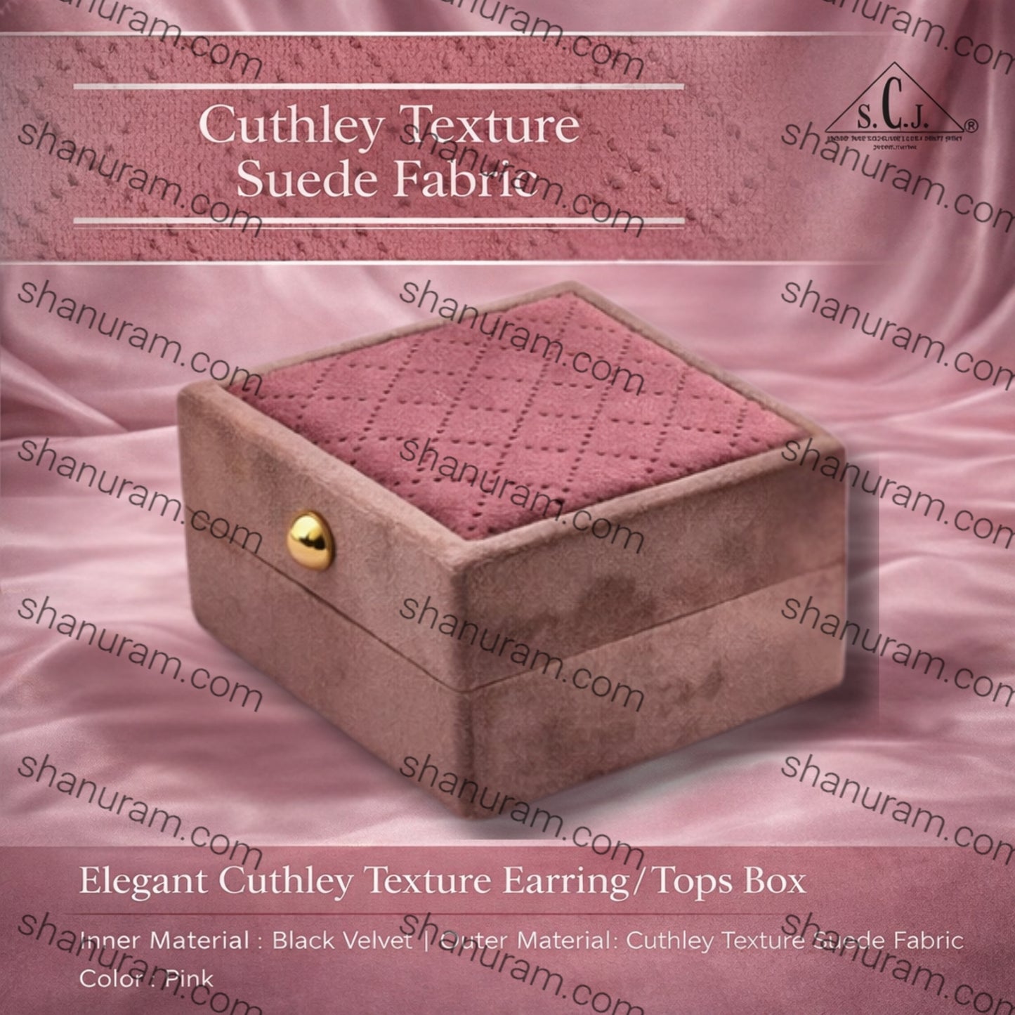 Pink Cuthley Texture Suede Fabric Earring/tops LED Light Box