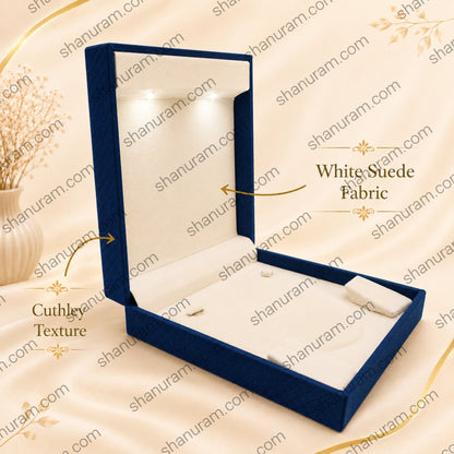 Blue Cuthley Medium Necklace Box with LED Light | Premium Blue Jewelry Gift Box Pack of 2