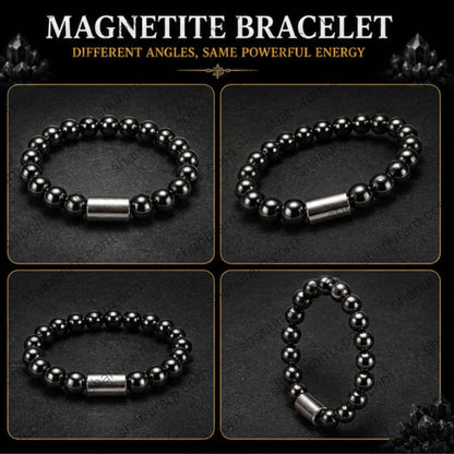 Natural Magnetite Bracelet – Magnetic Energy, Focus, Protection & Grounding Beaded Bracelet