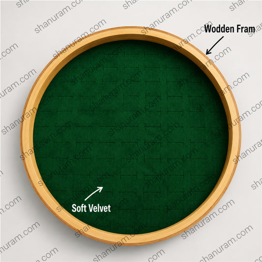 12 Inch Round Wooden Jewelry Display Tray with Soft Velvet Ring & Earring Organizer | Green