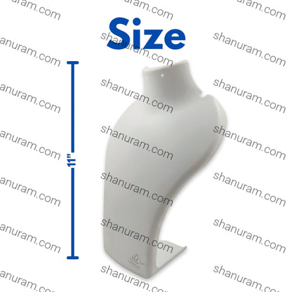 White plastic component with dimensions on a branded background
