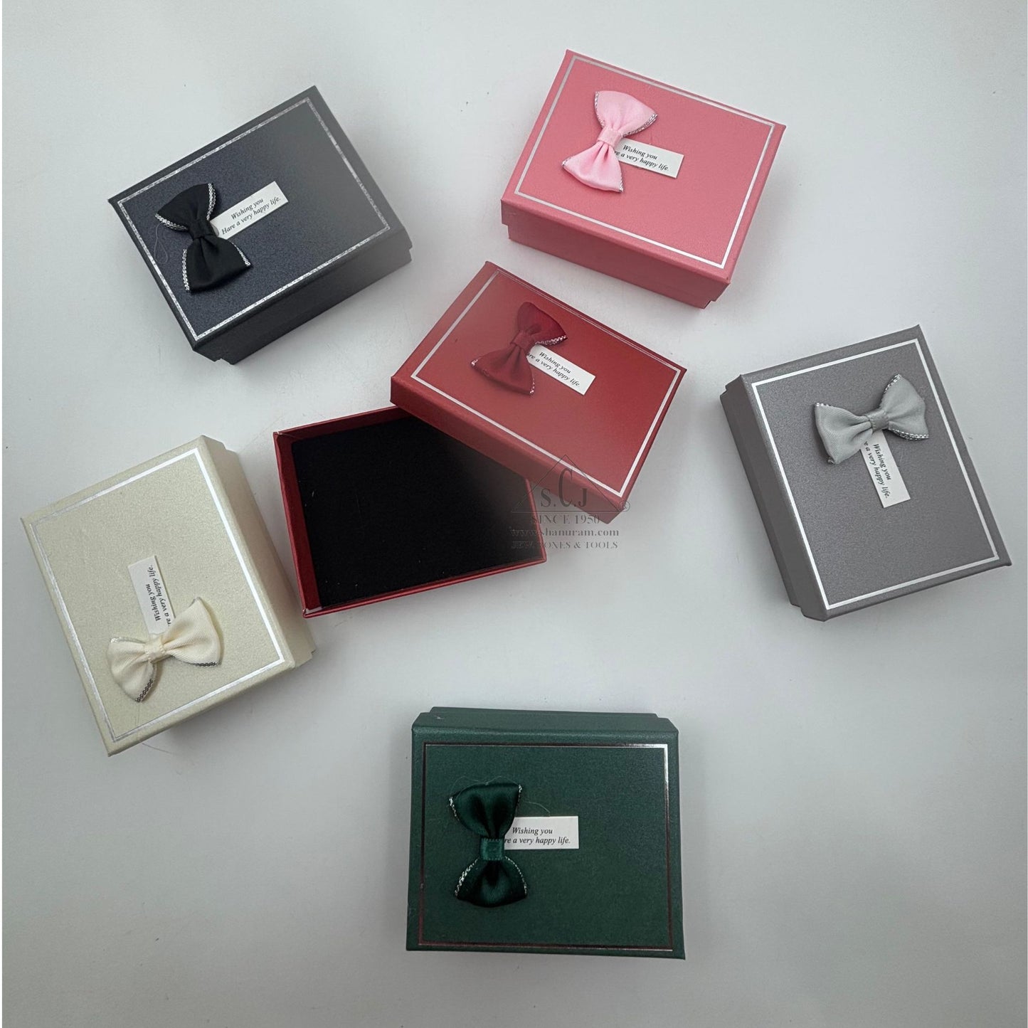 Medium Cardboard Cushion Jewellery Boxes – Pendant, Tops & Ring Storage | 12 Pieces Pack with Happy Life Tag