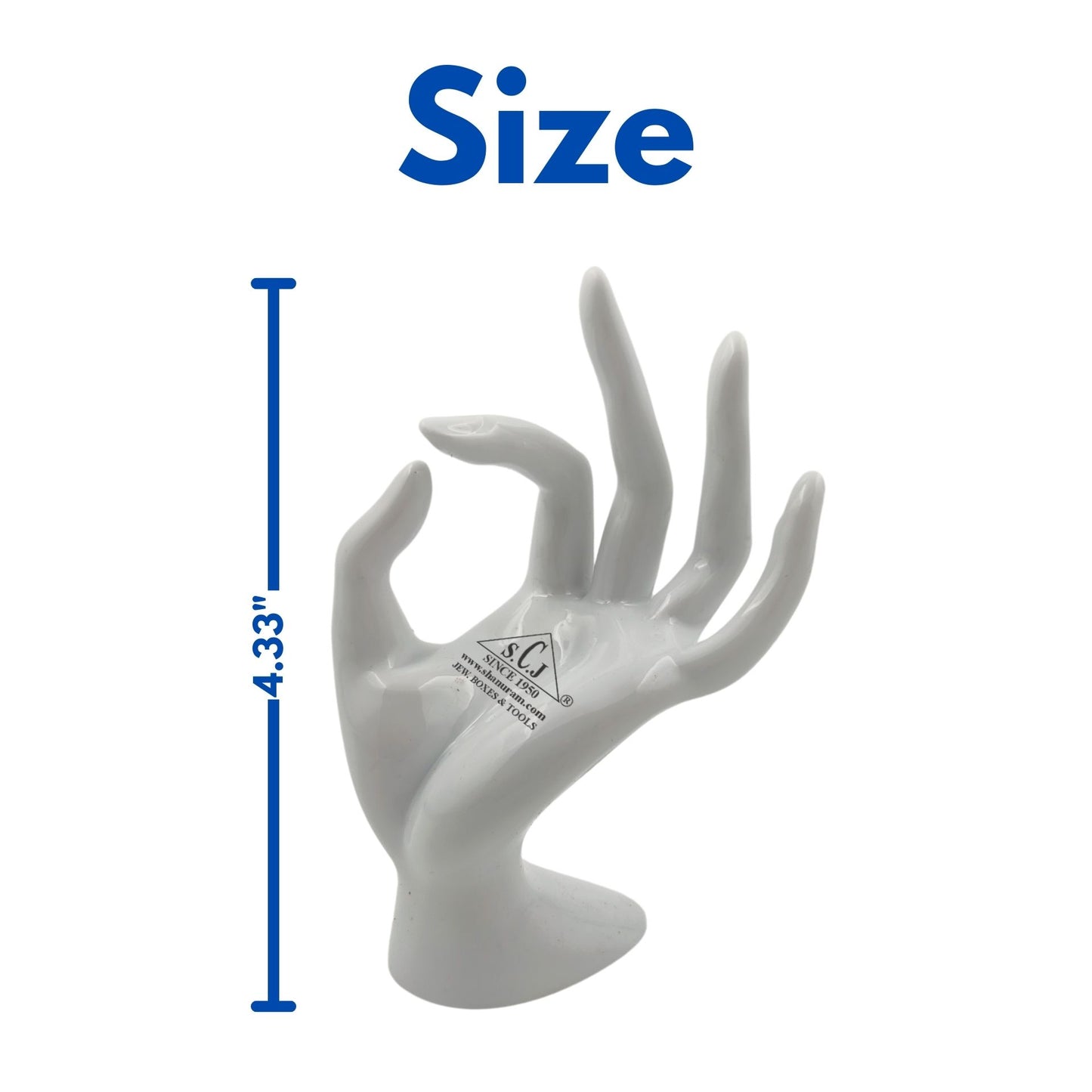 Premium Polyresin Hand Jewelry Display Stand Support Holder Tower Organizer for Bracelet Necklace Watch Ring, White