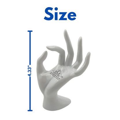 Premium Polyresin Hand Jewelry Display Stand Support Holder Tower Organizer for Bracelet Necklace Watch Ring, White