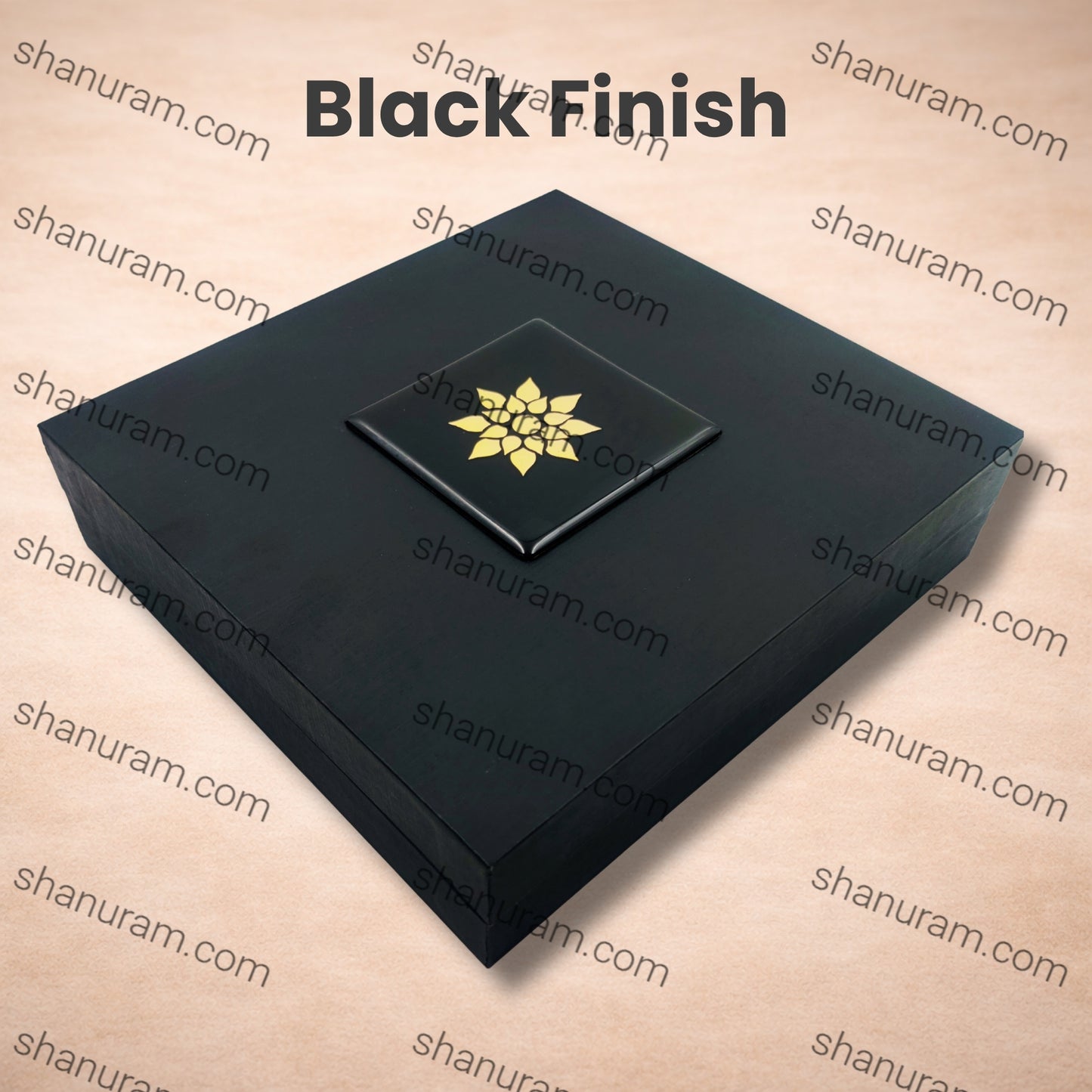 Luxury Black Finish Large Necklace Box with Black Suede Interior