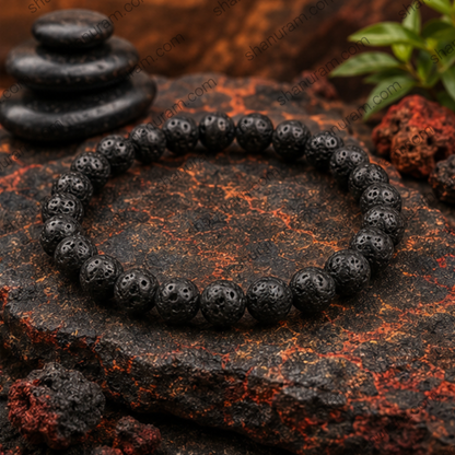 Natural Lava Stone Bracelet for Men & Women | 8mm Volcanic Lava Beads Stretch Bracelet | Strength, Grounding & Confidence