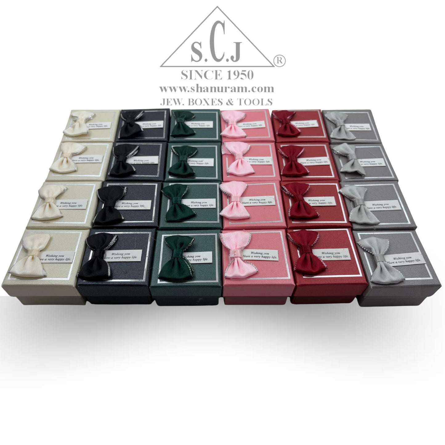 Small Cardboard Cushion Ring Jewellery Boxes – Pack of 12 | Jewellery Gift & Storage Case with Happy Life Tag