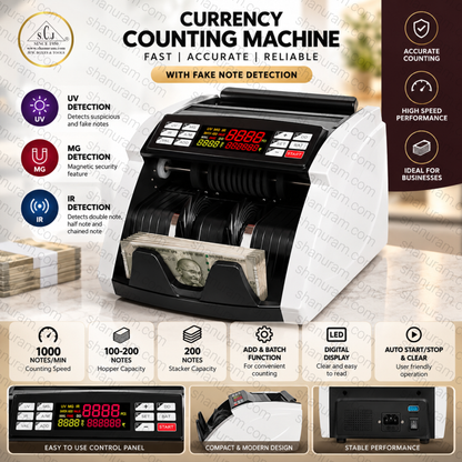 SCJ Semi Value Currency Counting Machine with Fake Note Detection | UV, MG & IR