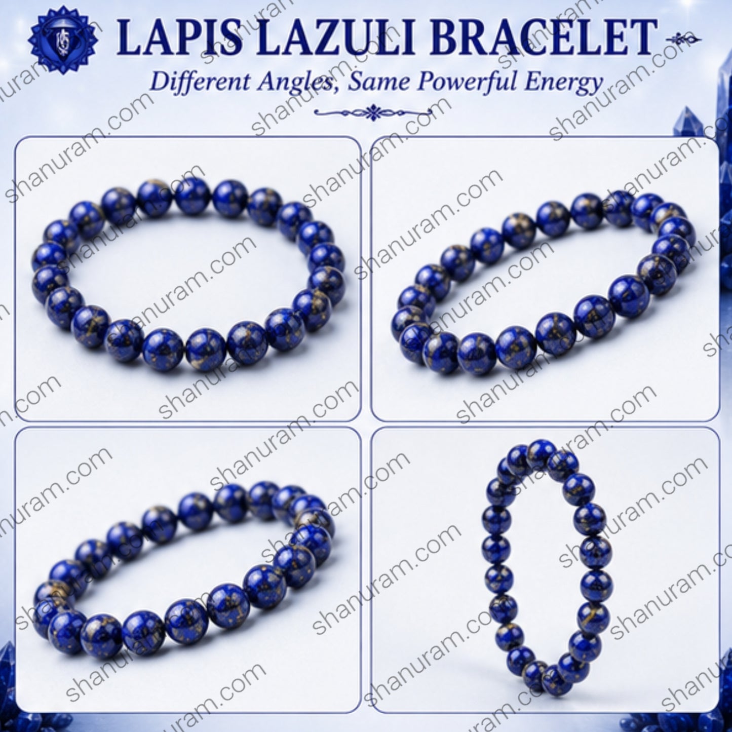 Natural Lapis Lazuli Bracelet – Wisdom, Intuition, Truth & Protection Crystal Beaded Bracelet