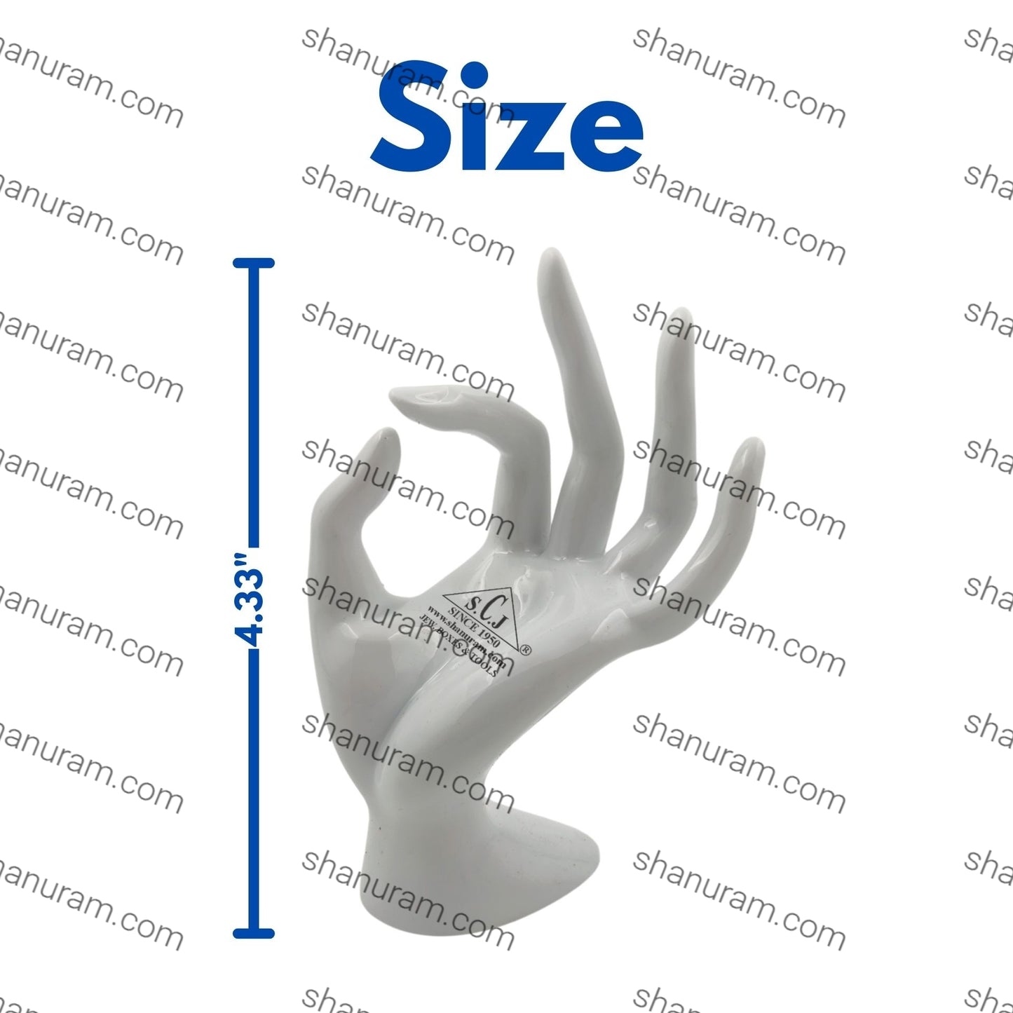 Premium Polyresin Hand Jewelry Display Stand Support Holder Tower Organizer for Bracelet Necklace Watch Ring, White