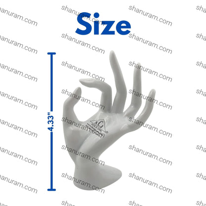 Premium Polyresin Hand Jewelry Display Stand Support Holder Tower Organizer for Bracelet Necklace Watch Ring, White