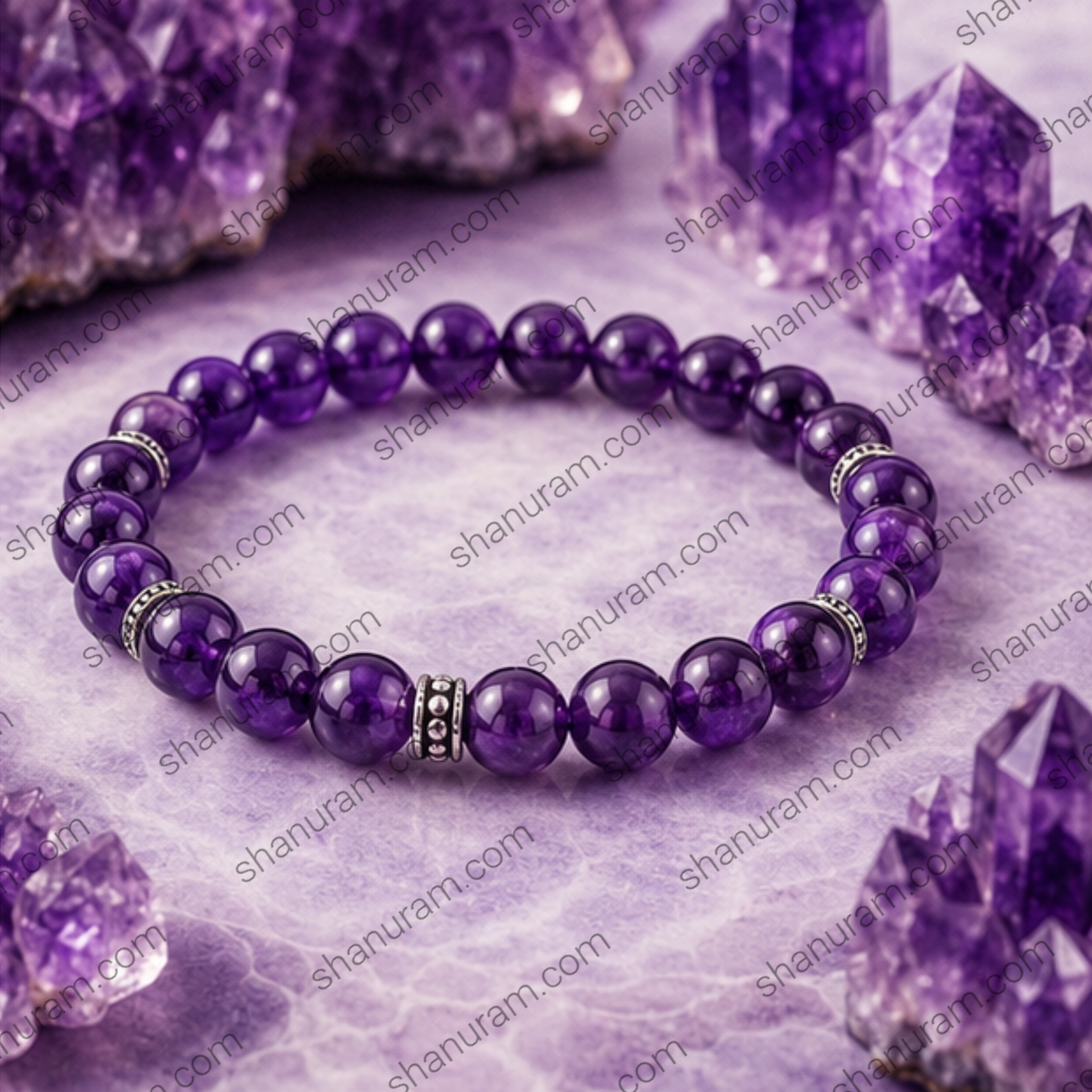 Natural Amethyst Bracelet – Purple Crystal Healing Bracelet for Peace, Intuition & Spiritual Growth