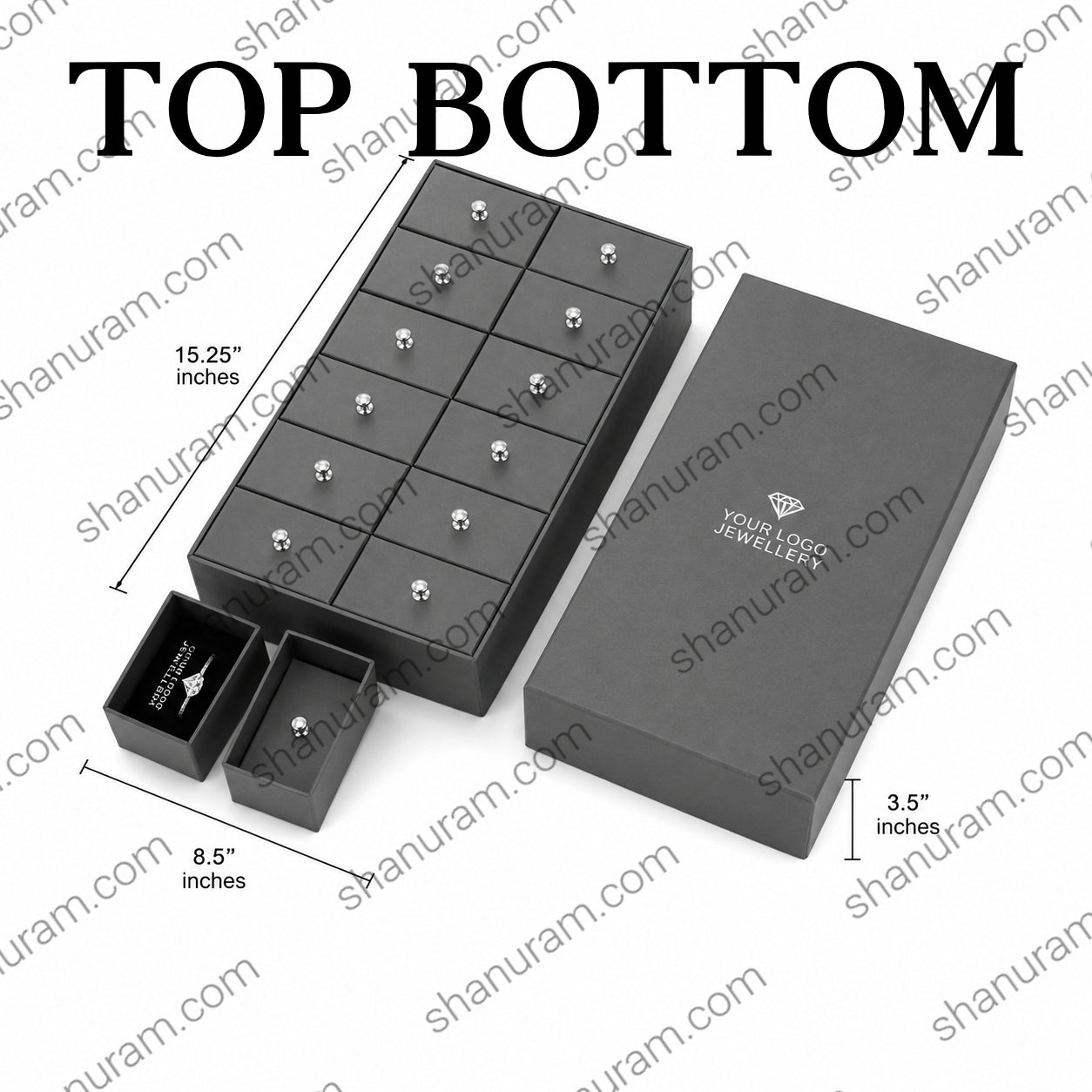Luxury Jewelry Storage Box with Drawers | Custom Logo Hard Cardboard Jewelry Organizer Box | Premium Retail Packaging