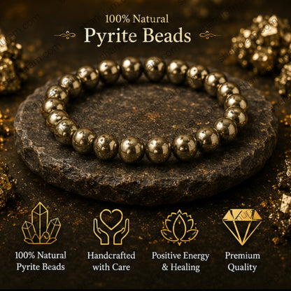 Natural Pyrite Bracelet – Wealth, Protection, Confidence & Positive Energy Bracelet