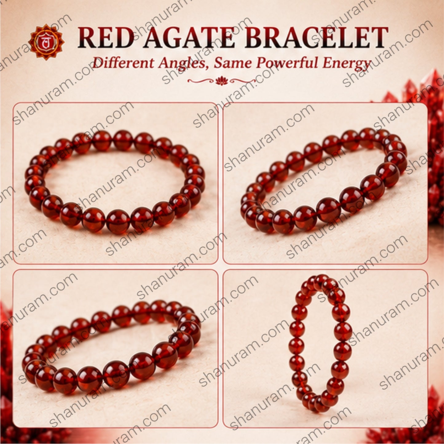 Natural Red Agate Bracelet – Strength, Courage, Protection & Grounding Crystal Beaded Bracelet
