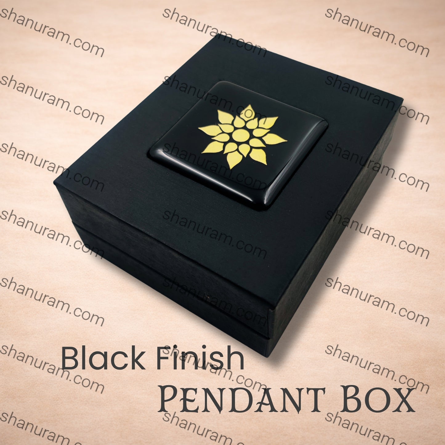 Premium Black Finish Pendant Box with Velvet Interior (4x4x2 Inch)