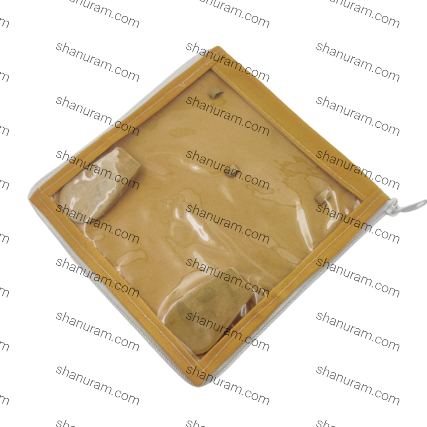 Square Brown Velvet Medium Necklace Set Zipper Folder