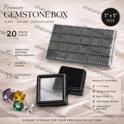 Gem Stone Box Black 20 piece/pack 1*1 (inch)