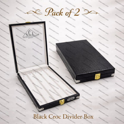 Pack of 2 Black Croc Chain Divider Stock Box 11 x 8 x 1.5 Inch | Premium Jewellery Storage Organizer Case | SCJ Quality