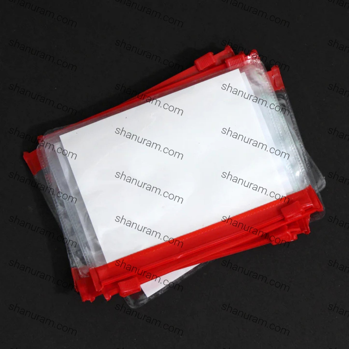 Transparent Red Zipper Pouch 100 piece/pack, 9 x 6.5 inch