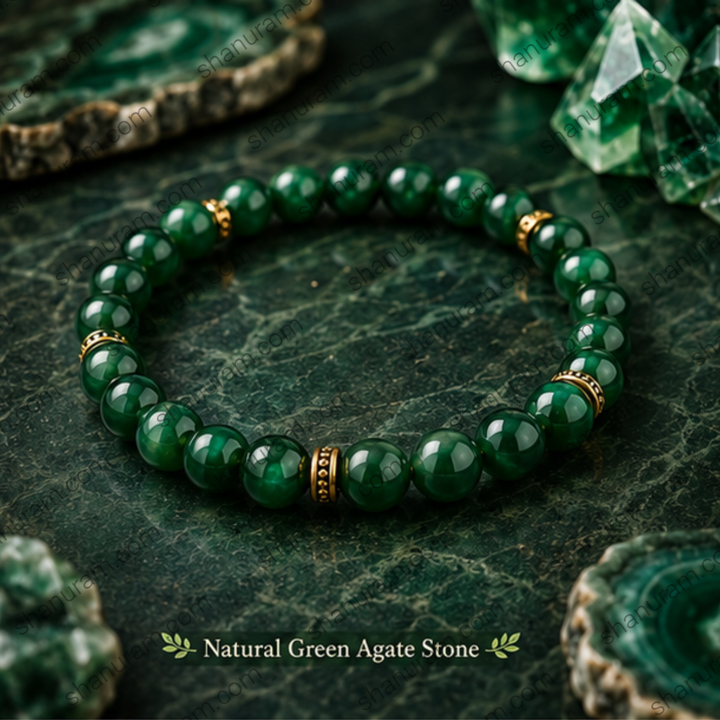 Natural Green Agate Bracelet – Healing Crystal Bracelet for Peace, Clarity & Positive Energy