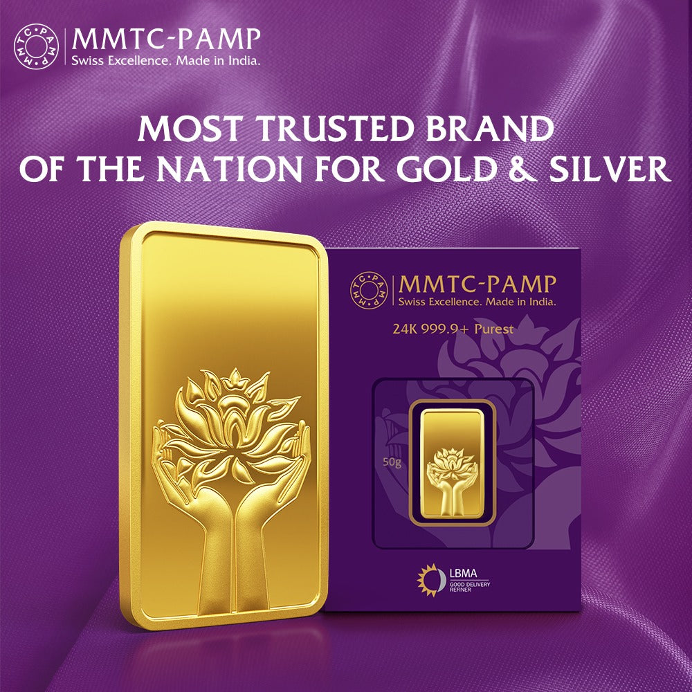 Lotus 24K (999.9) 50 gm Gold Bar